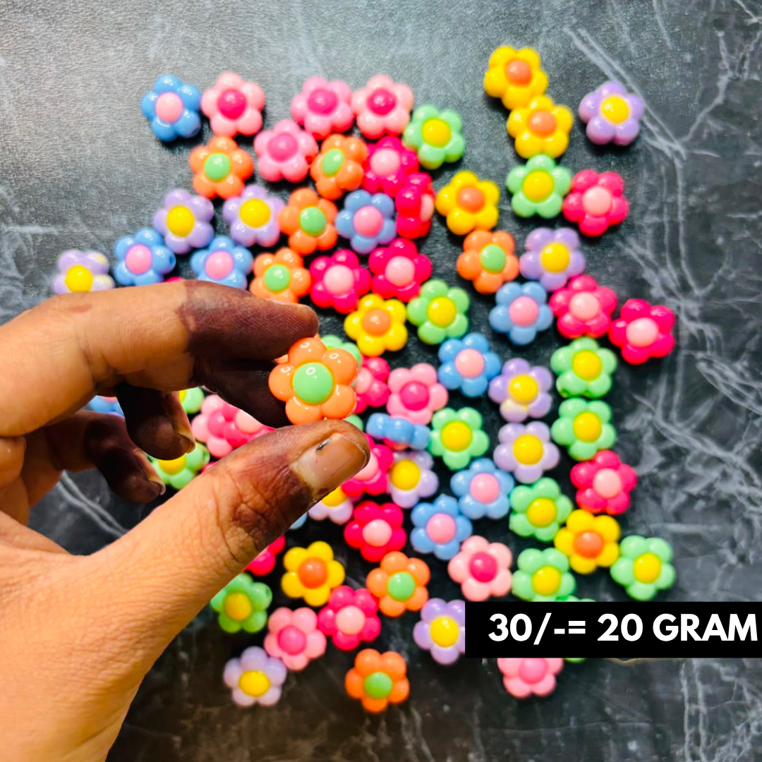 Cute Rounded Flowers Charms Beads Pack Of 20 Grams