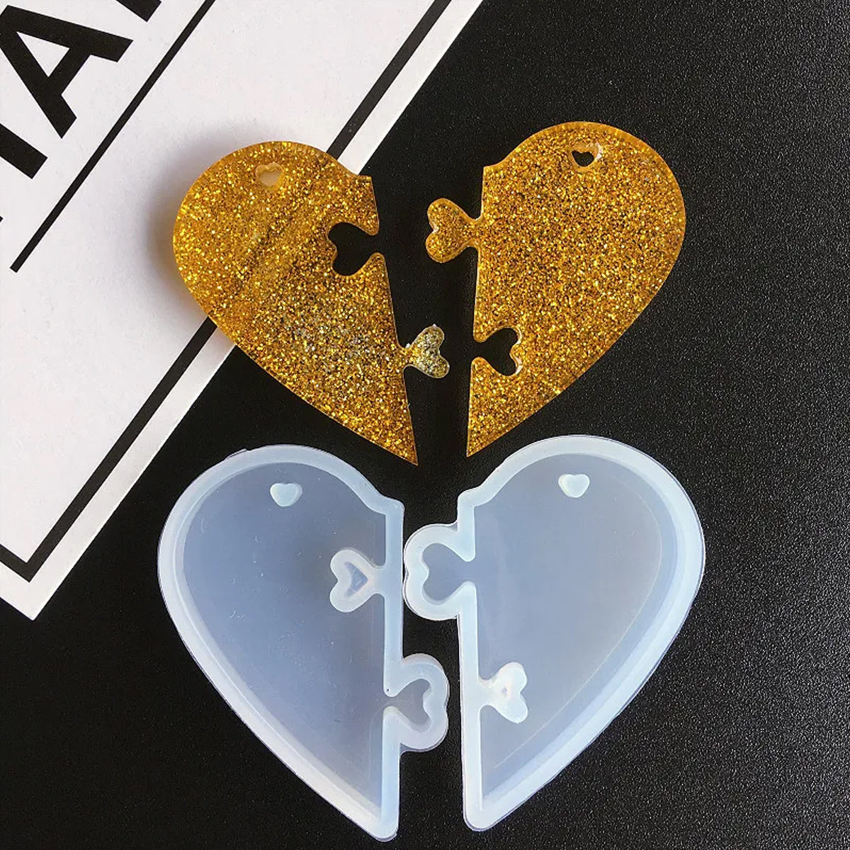 2 Pcs Heart Keychain Pendent Mould