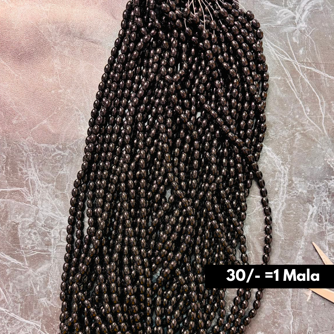 Black Color Rounded Beads Mala