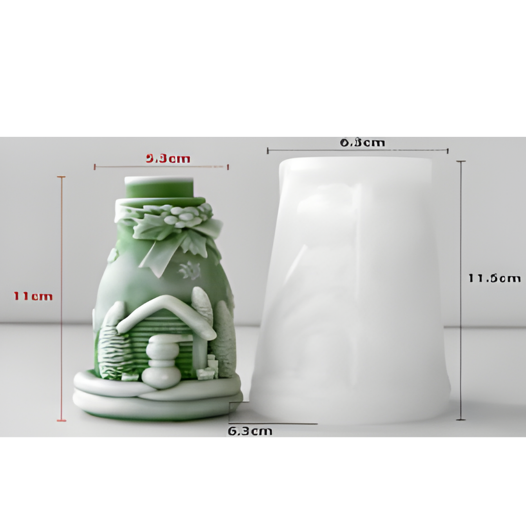 Snowman House Christmas Candle Silicone Mould