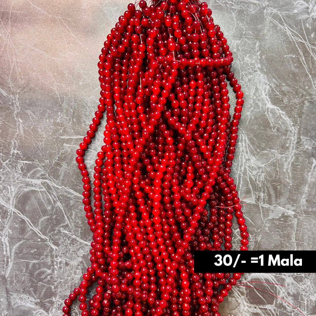 Red Color Beads Moti 1 Mala