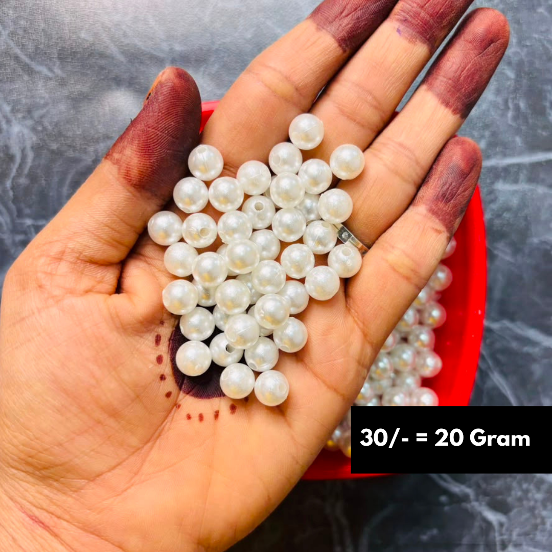 Plain White Moti Big SIze Pack Of 20 Grams