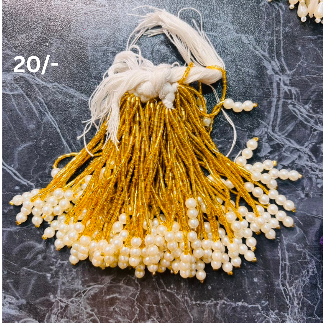 Golden Long Pearl Latkan Pack Of 10