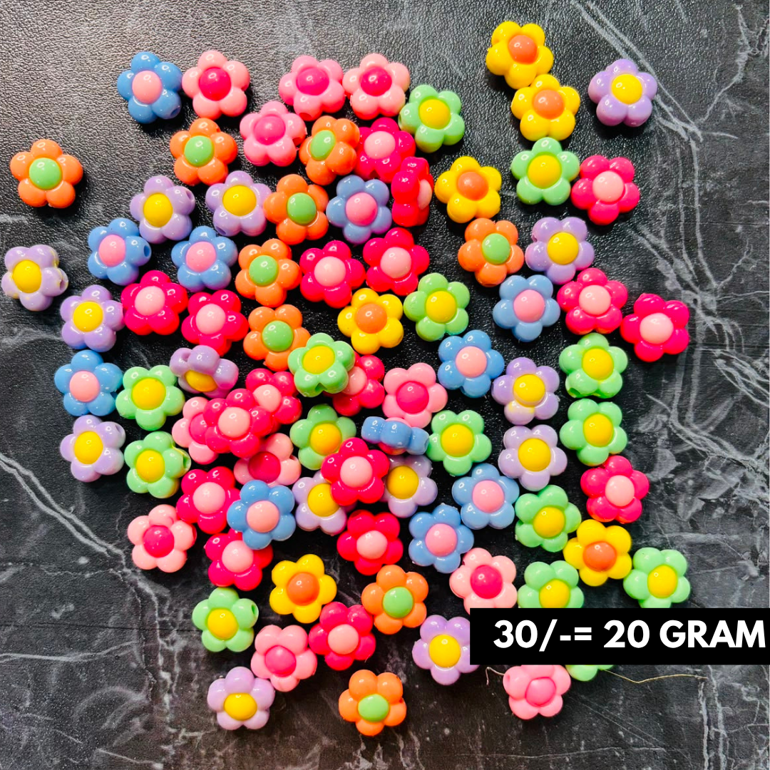 Cute Rounded Flowers Charms Beads Pack Of 20 Grams