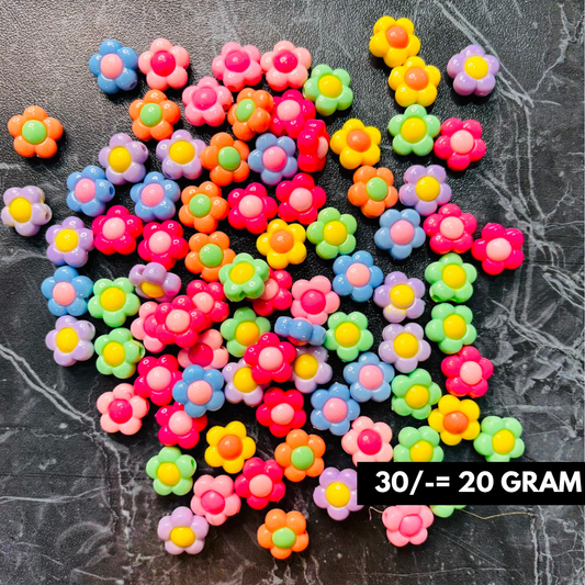 Cute Rounded Flowers Charms Beads Pack Of 20 Grams