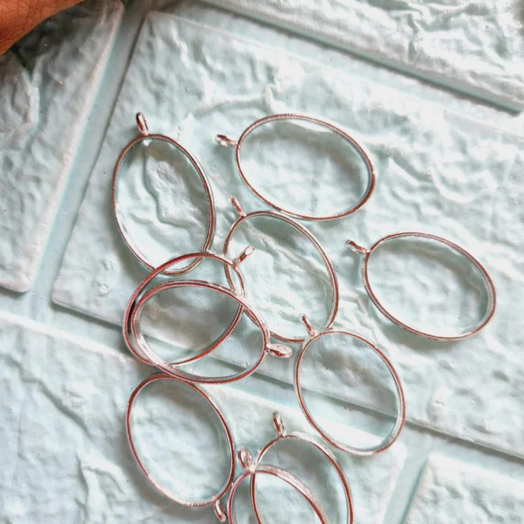 Golden Silver Oval Shape Bezale Pack of 5