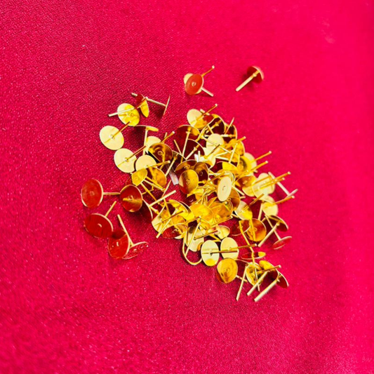 Golden Stud Head Pin With Rubber Push Lock Earring Back Pack 50 Golden Stud and 50 Bullet