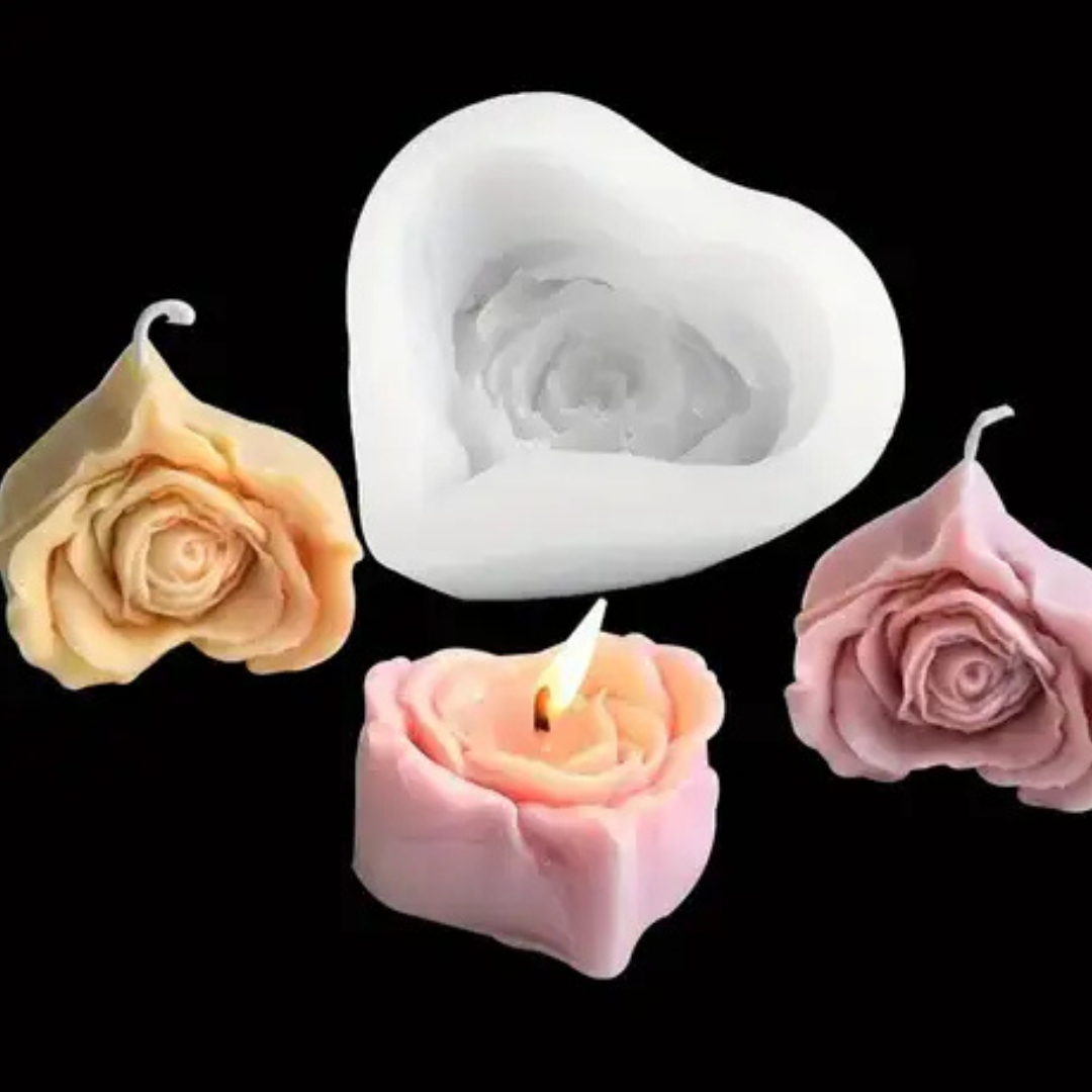 Rose Glow Heart Candle Silicone Mould
