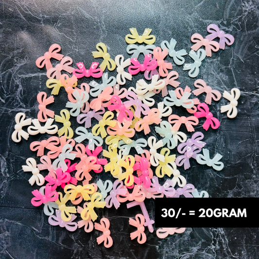 Jelly Bow Beads Charms Multicolor 20Grams Pack