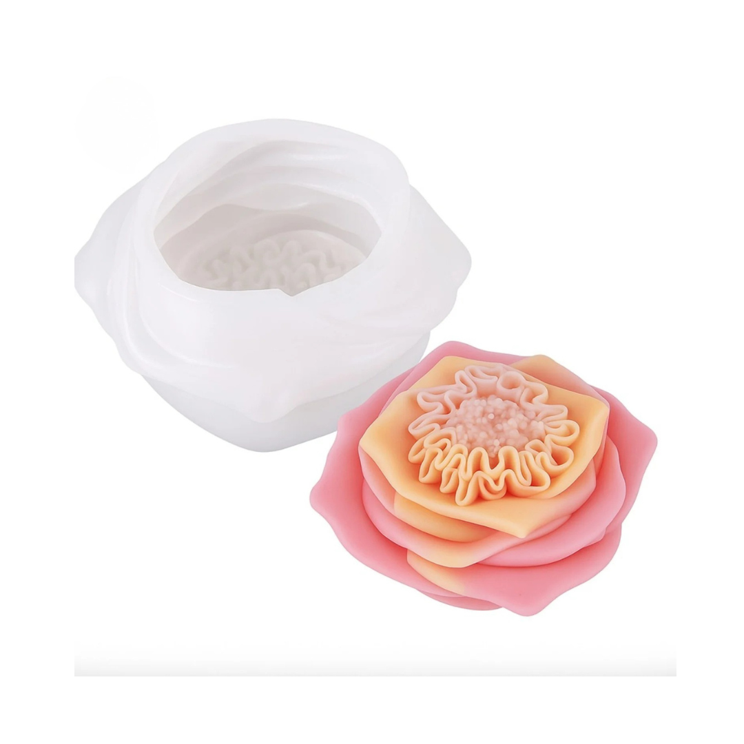 3D Camellia Bloom Flower Candle Silicone Mould