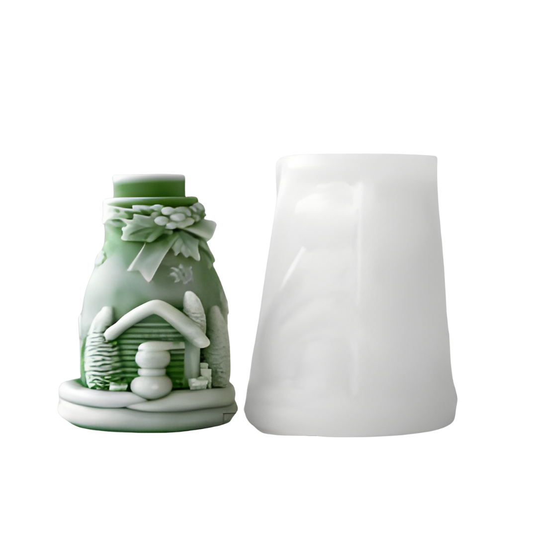 Snowman House Christmas Candle Silicone Mould