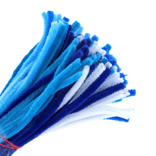 Blue White Mix Mono Color Pipe Cleaner
