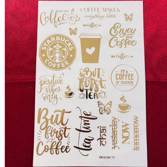 Coffee Embossed Sticker Sheet -A5