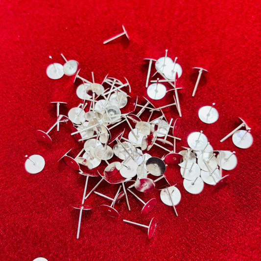 Silver Stud Head Pin With Rubber Push Lock Earring Back Pack 50 Golden Stud and 50 Bullet