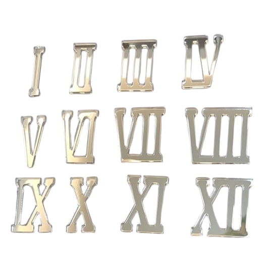 Acrylic Silver Roman Clock Roman Numbers Pack