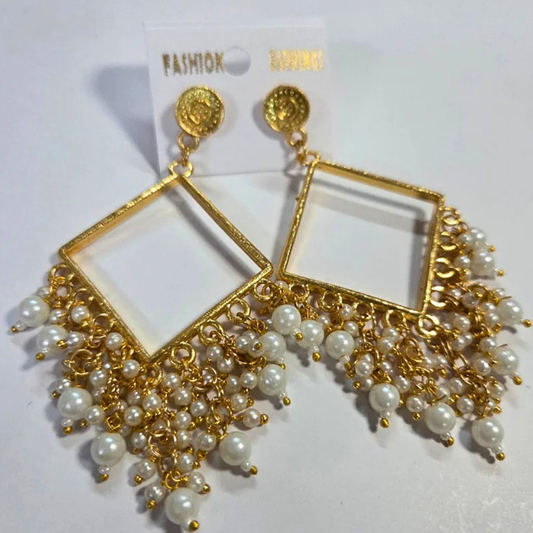 Golden Square Shape Kashmiri Jhumka Bezels