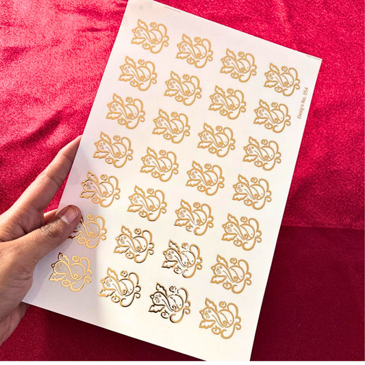 Full Ganesha Design Embossed Stickers Sheet