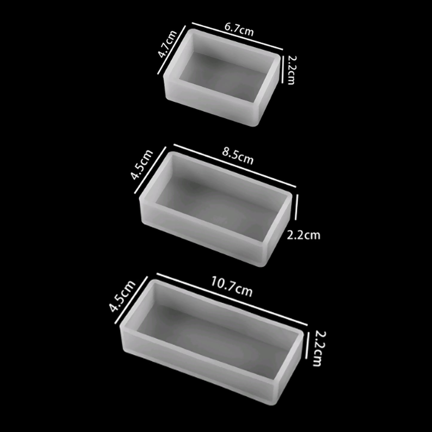 3 Pcs Rectangular Block Set Silicone Mould