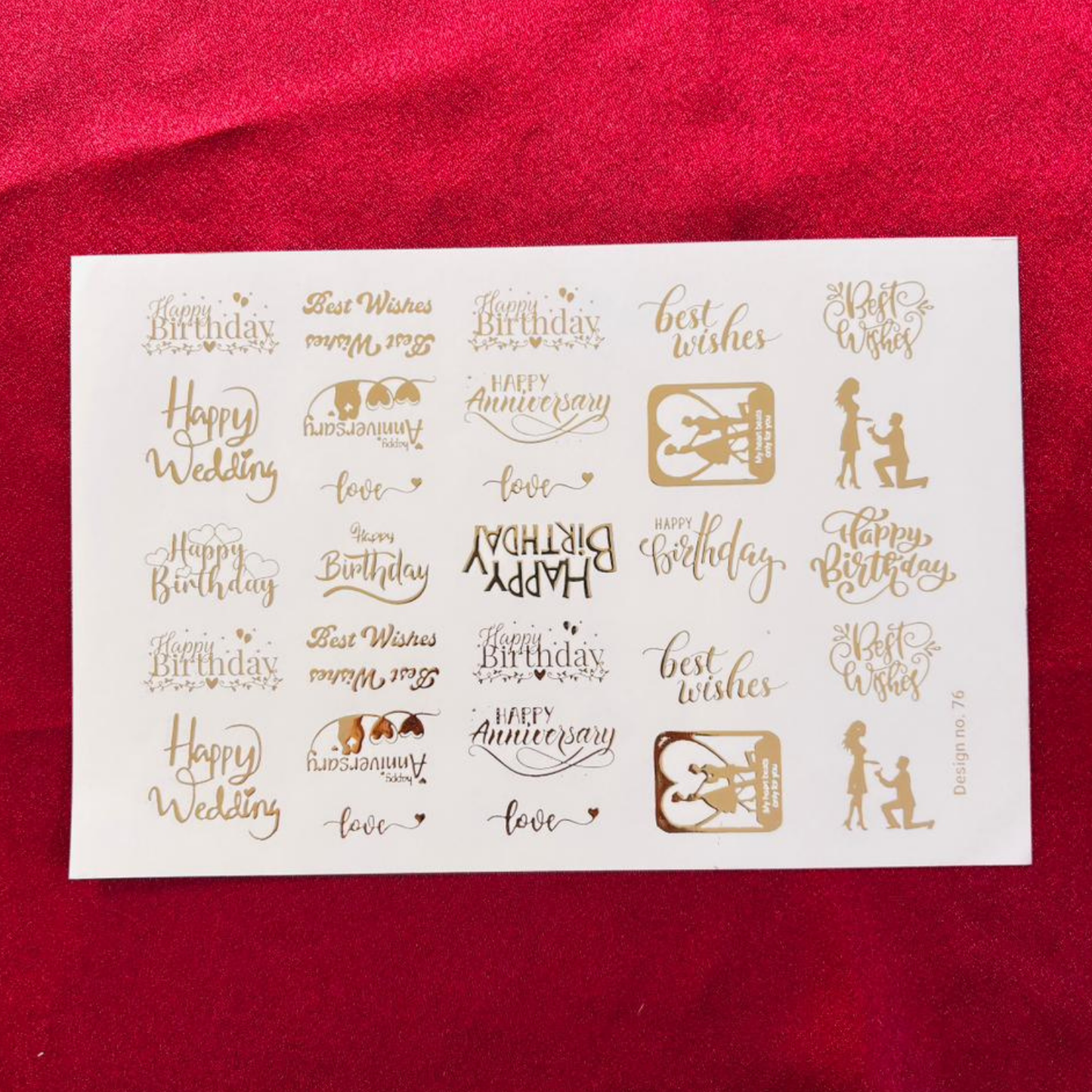 Birthday Wishes Embossed Gold Metallic Sticker