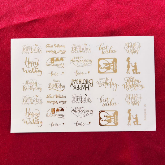 Birthday Wishes Embossed Gold Metallic Sticker