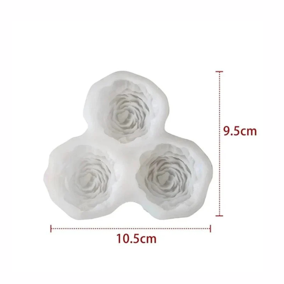 3 Cavity Mini Peony Flower Candle Silicone Mould
