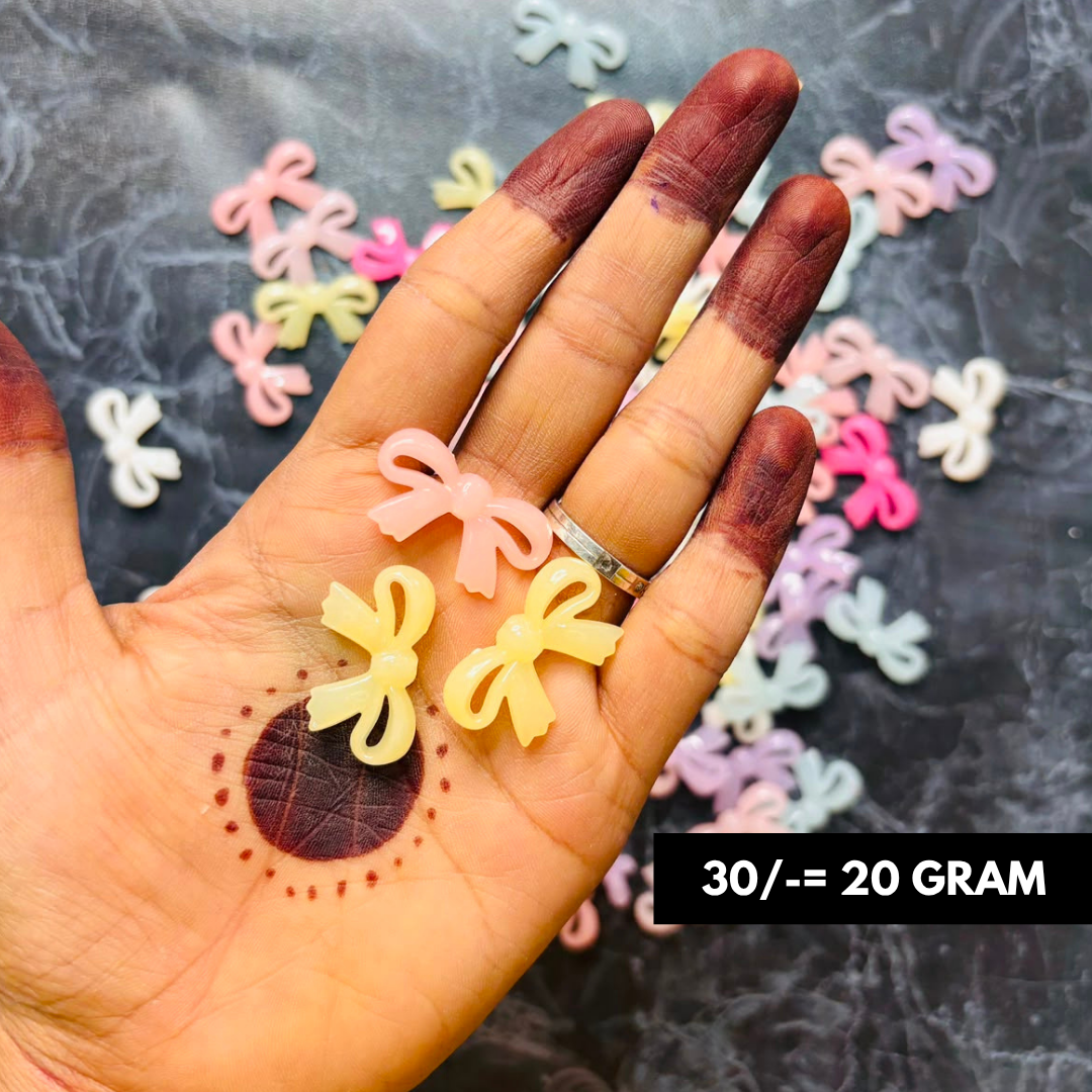 Jelly Bow Beads Charms Multicolor 20Grams Pack