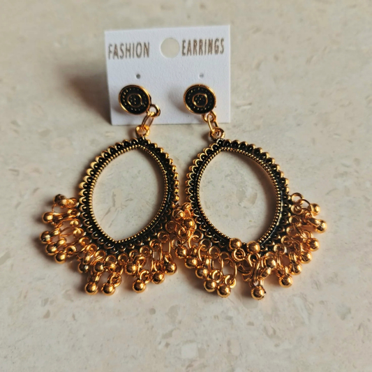 Oval Shape Golden Jhumka
