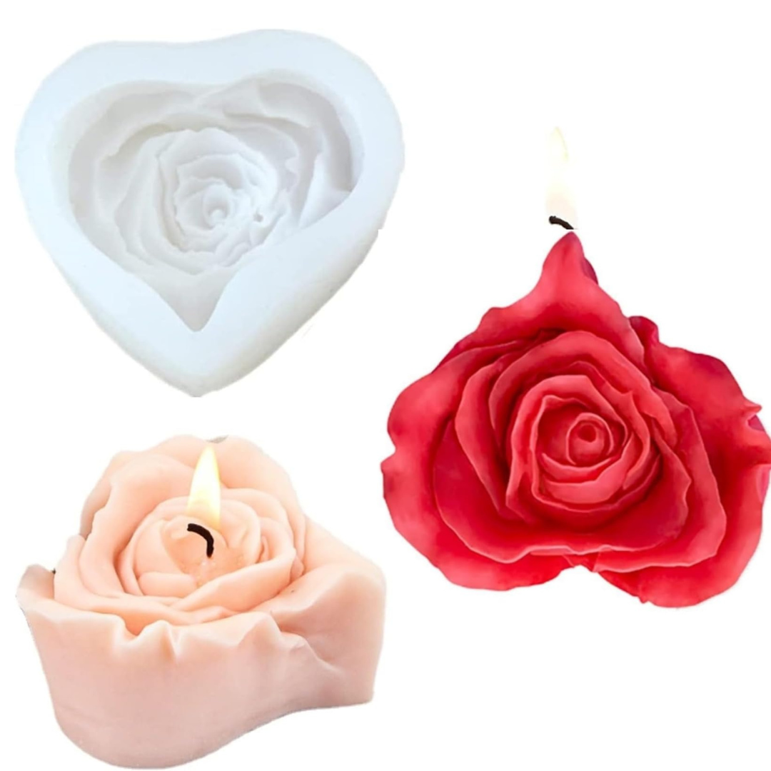 Rose Glow Heart Candle Silicone Mould