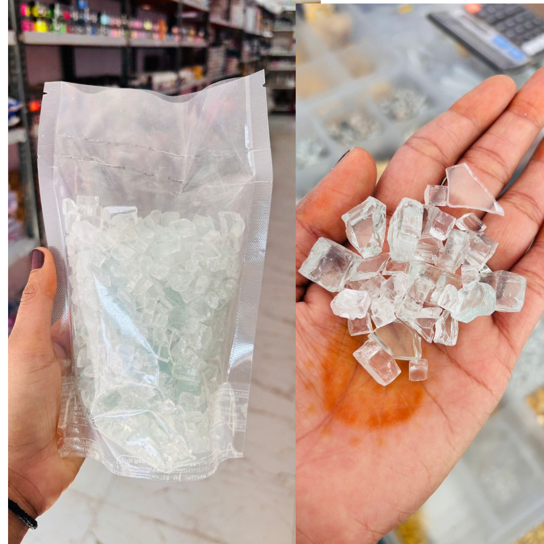 Large Size Transparent  Crushed Stone Glass  500gms