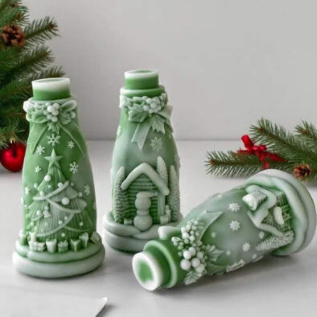 Snowman House Christmas Candle Silicone Mould