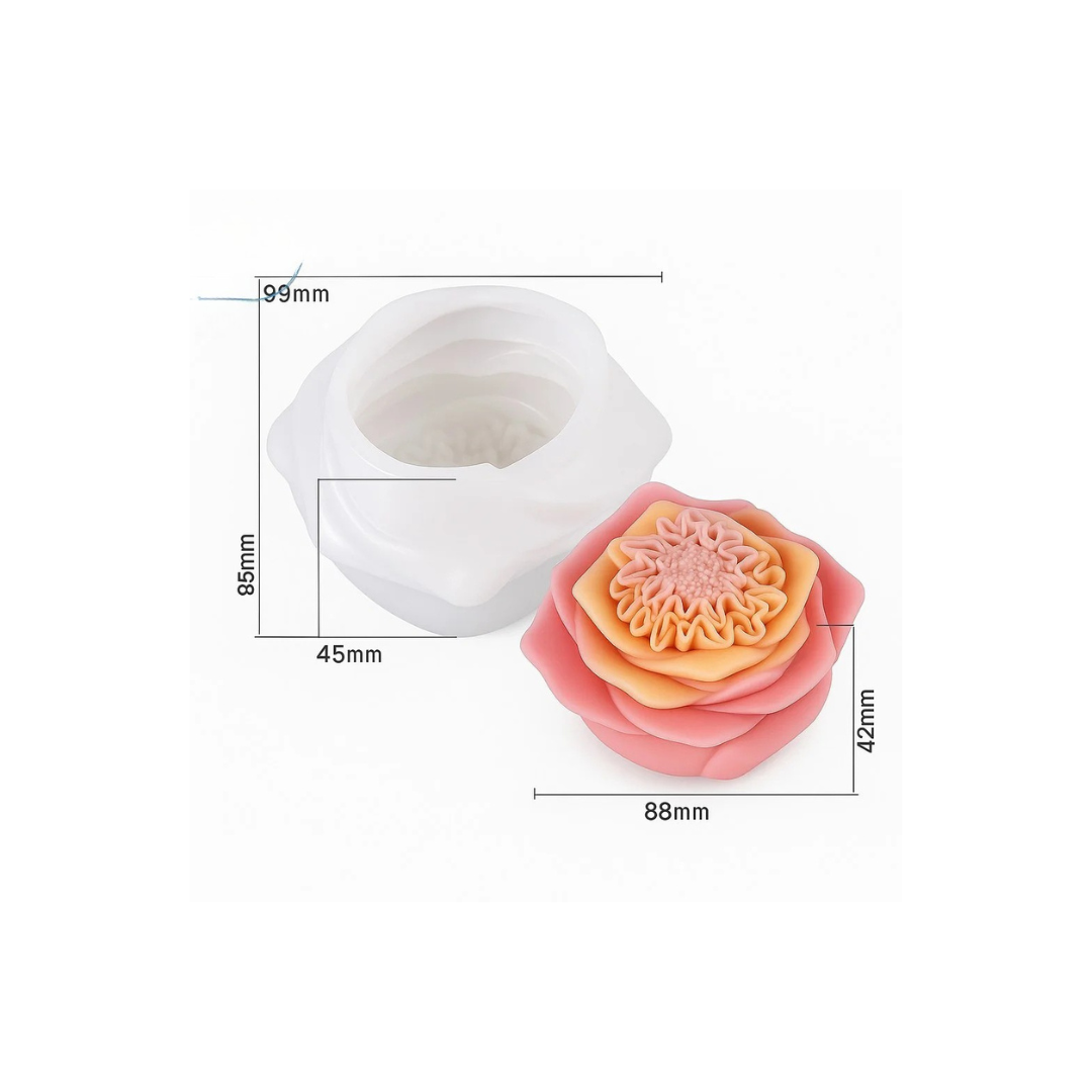 3D Camellia Bloom Flower Candle Silicone Mould