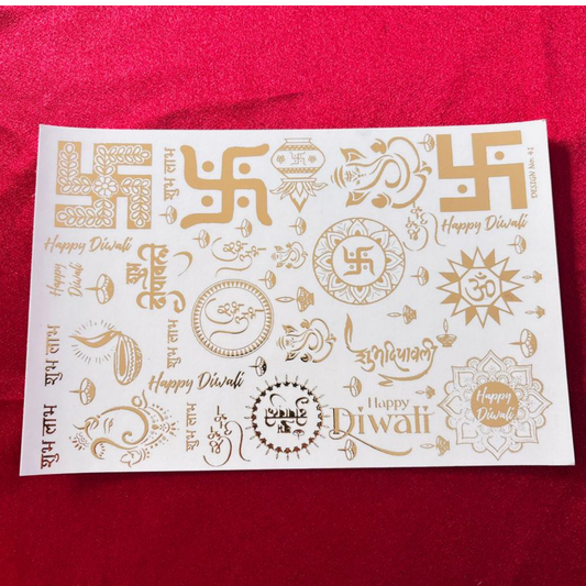 Diwali Shubh Labh Embossed Stickers Sheet
