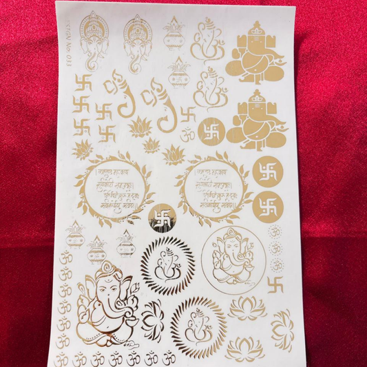 Ganpati Design Embossed Stickers Sheet