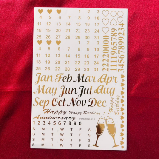 Month Calendar Embossed Stickers Sheet