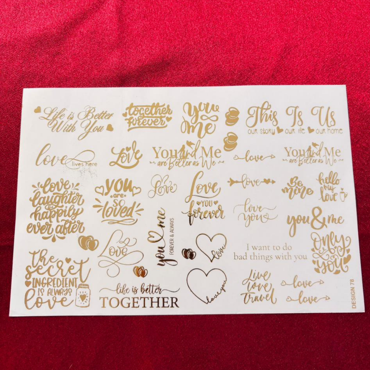 Love Embossed Sticker Sheet
