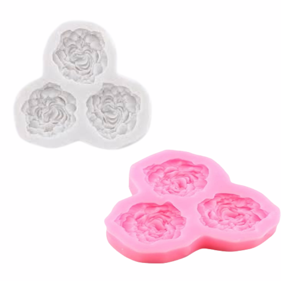 3 Cavity Mini Peony Flower Candle Silicone Mould