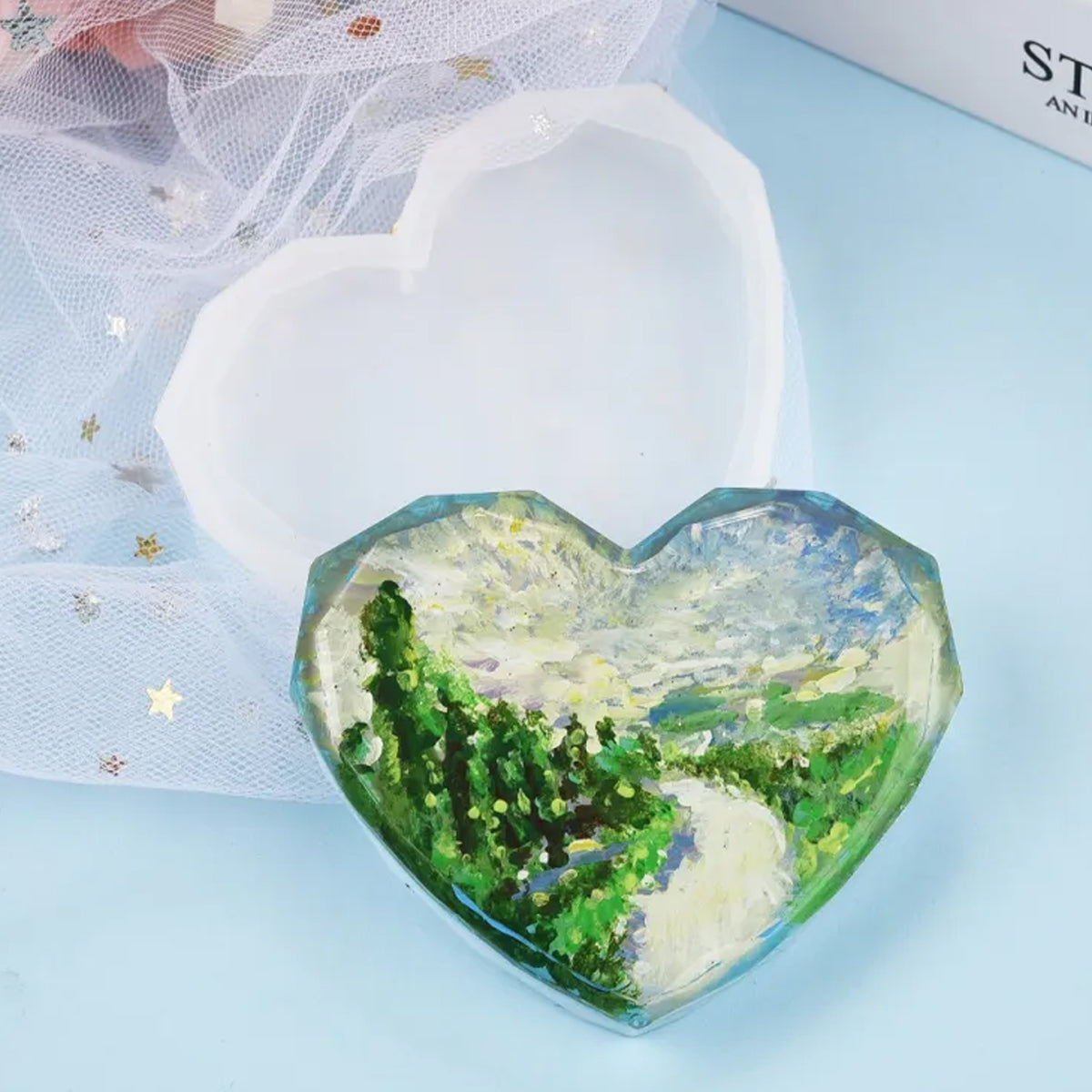 3 Inch Daimond Cut Heart Shape Silicone Mould