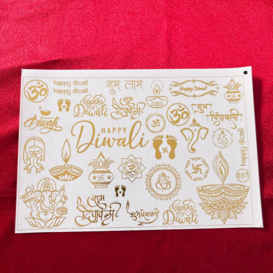 Diwali Diya Design Embossed Sticker Sheet