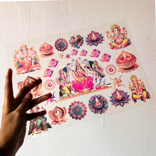 Diwali MahLaxmi Embossed Sticker Sheet