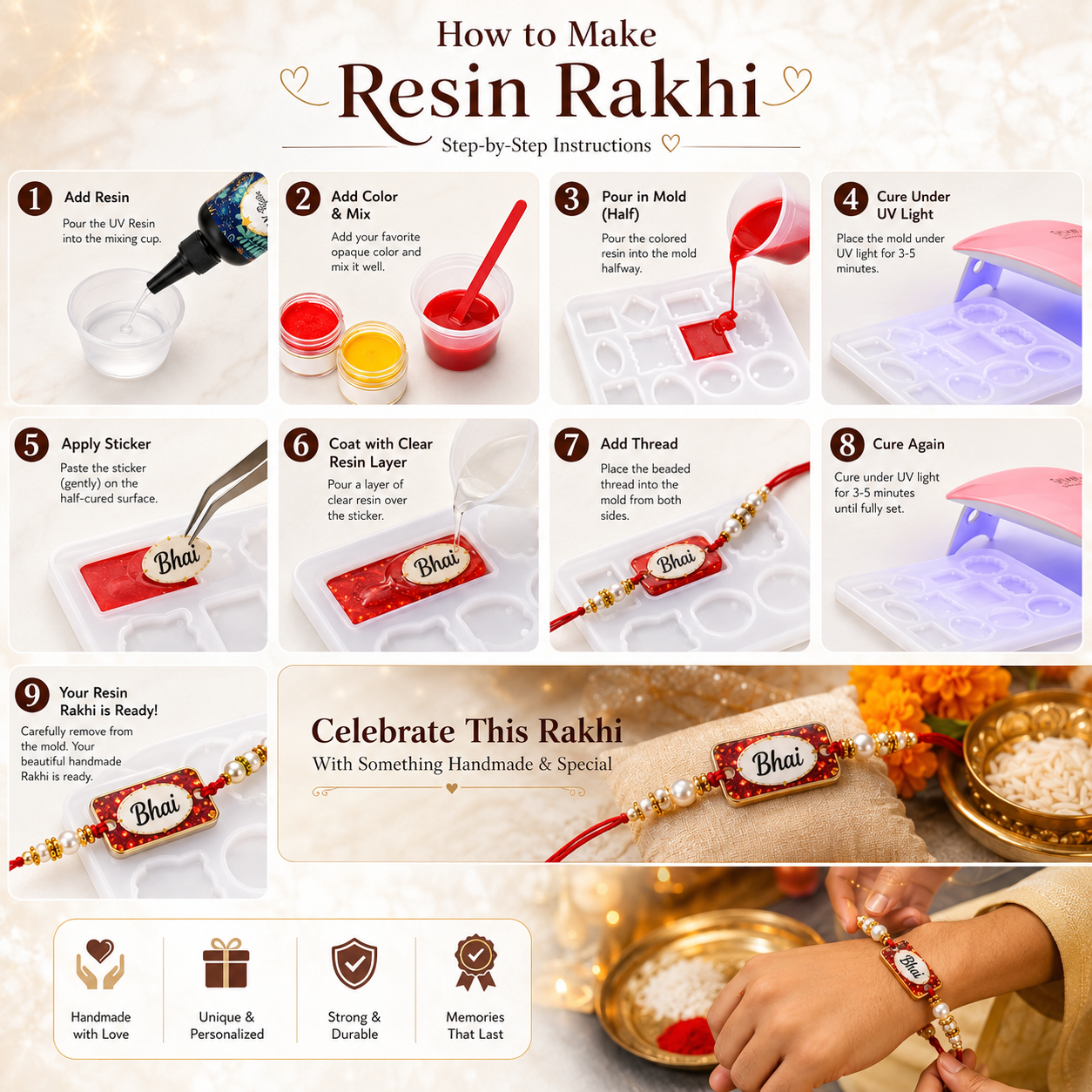 12 IN 1 25g UV Resin Rakhi Making Kit