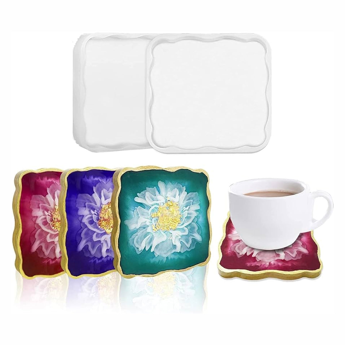 4 Inch Sqaure Agate Silicone Coaster Mould