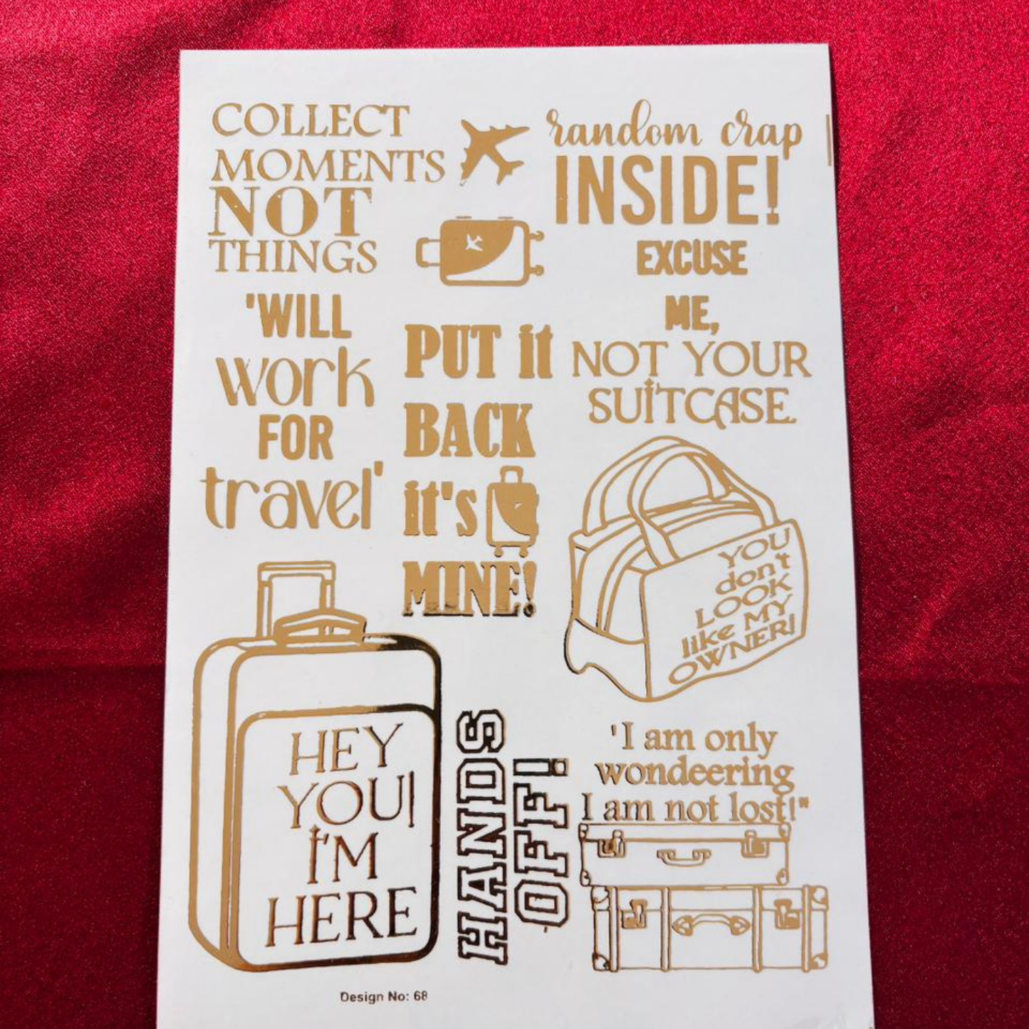 Travel Bag Design Embossed Stickers Sheet