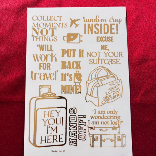 Travel Bag Design Embossed Stickers Sheet