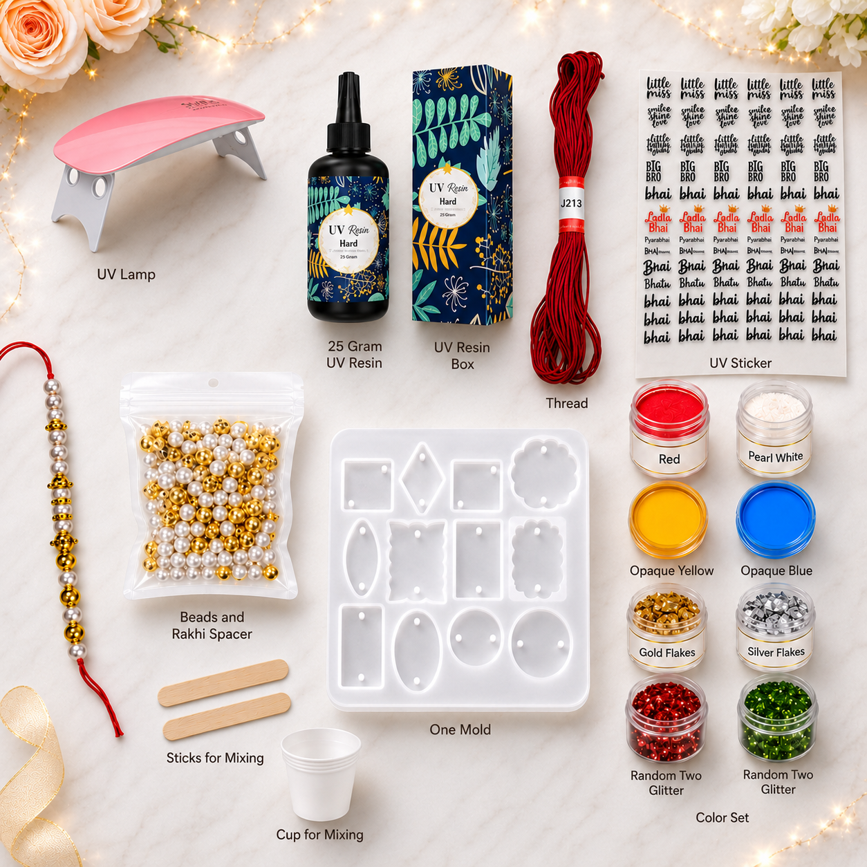 12 IN 1 25g UV Resin Rakhi Making Kit
