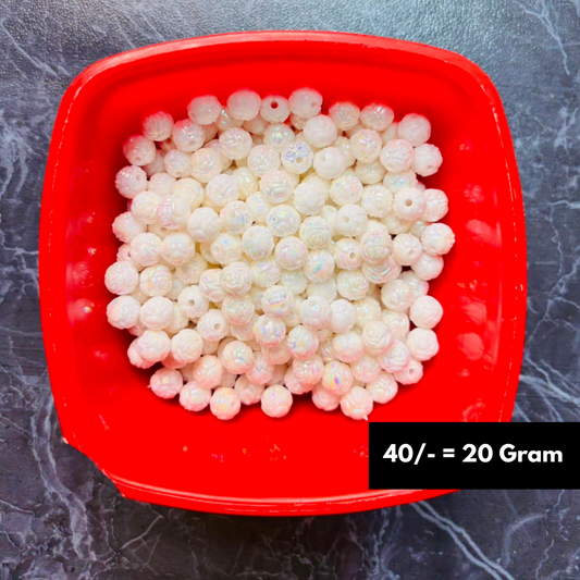Big Size White Beads With Texture 20Gram Pack