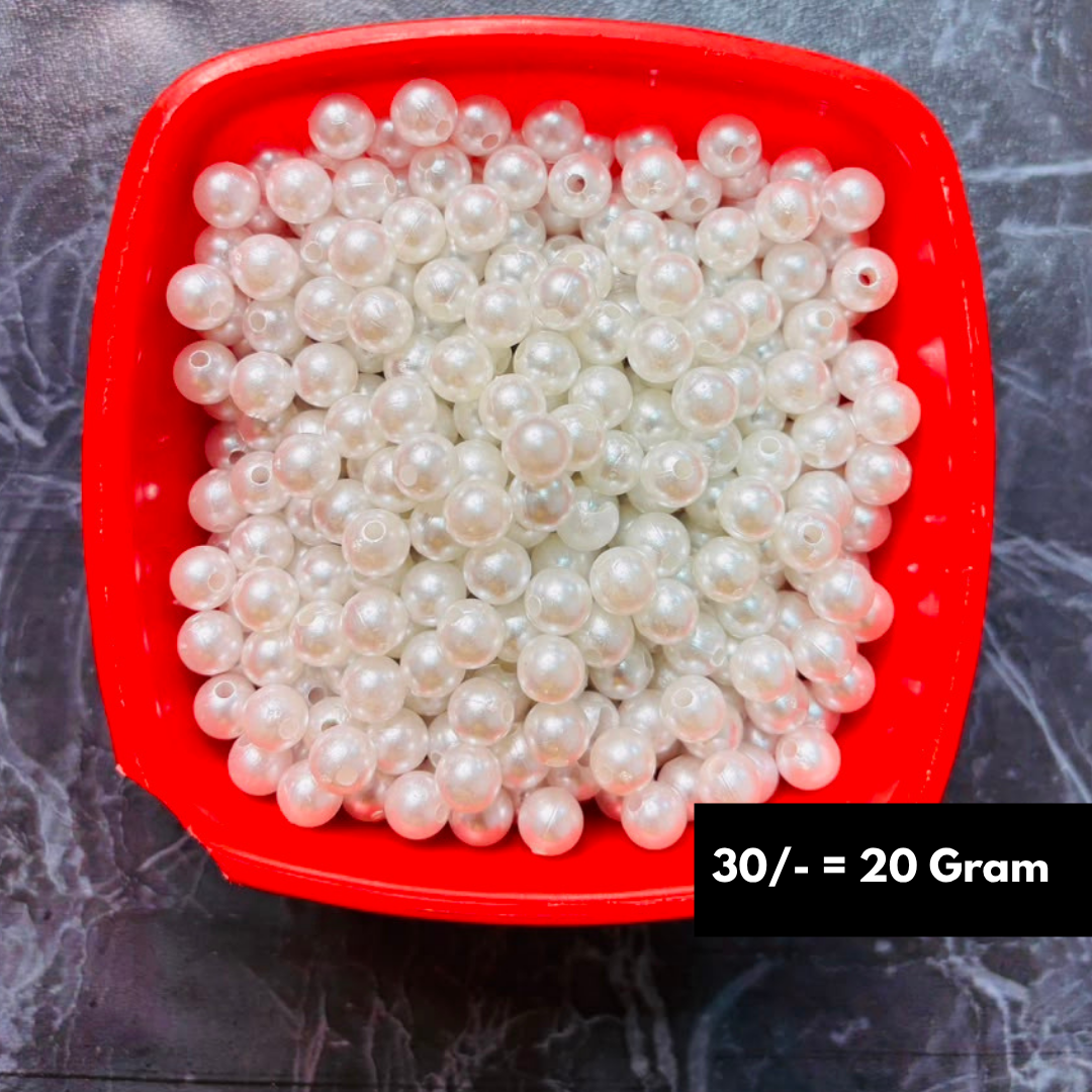 Plain White Moti Big SIze Pack Of 20 Grams