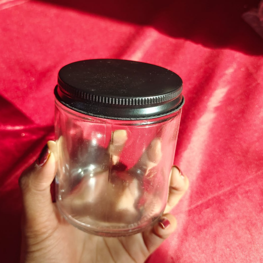 Decorative Colored And Clear 200ml Screw Glass Jar With Metal Lid
