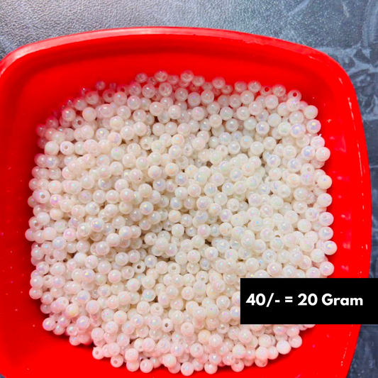 Mini Round White Beads Pack Of 20 Grams