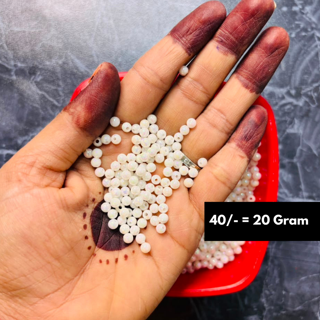 Mini Round White Beads Pack Of 20 Grams