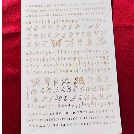 Mix alphabet Golden Embossed Stickers Sheet
